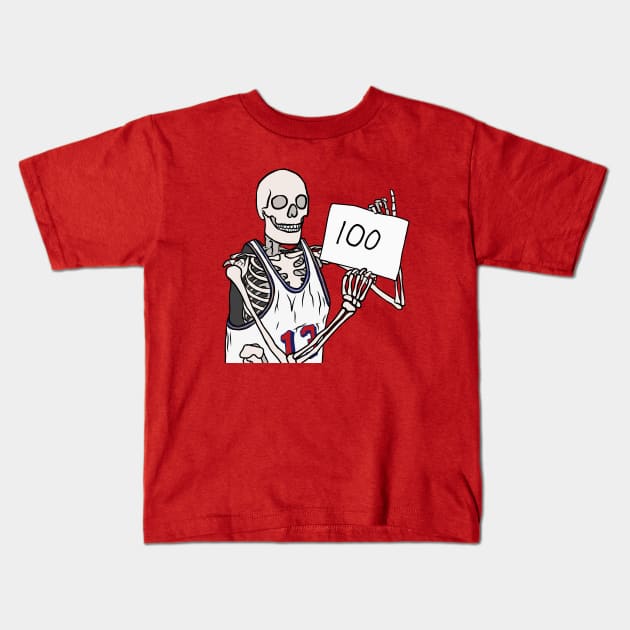 Skeleton Wilt Chamberlain 100 Points Kids T-Shirt by rattraptees